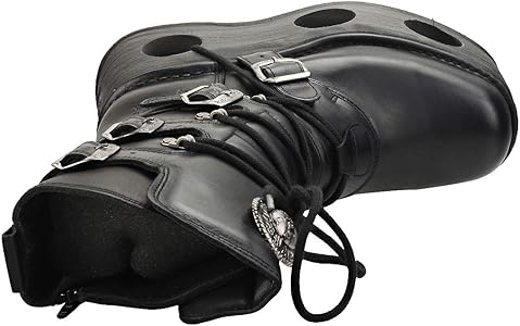 Amazon.com | New Rock Shoes Unisex Leather Mid-Calf Boots With