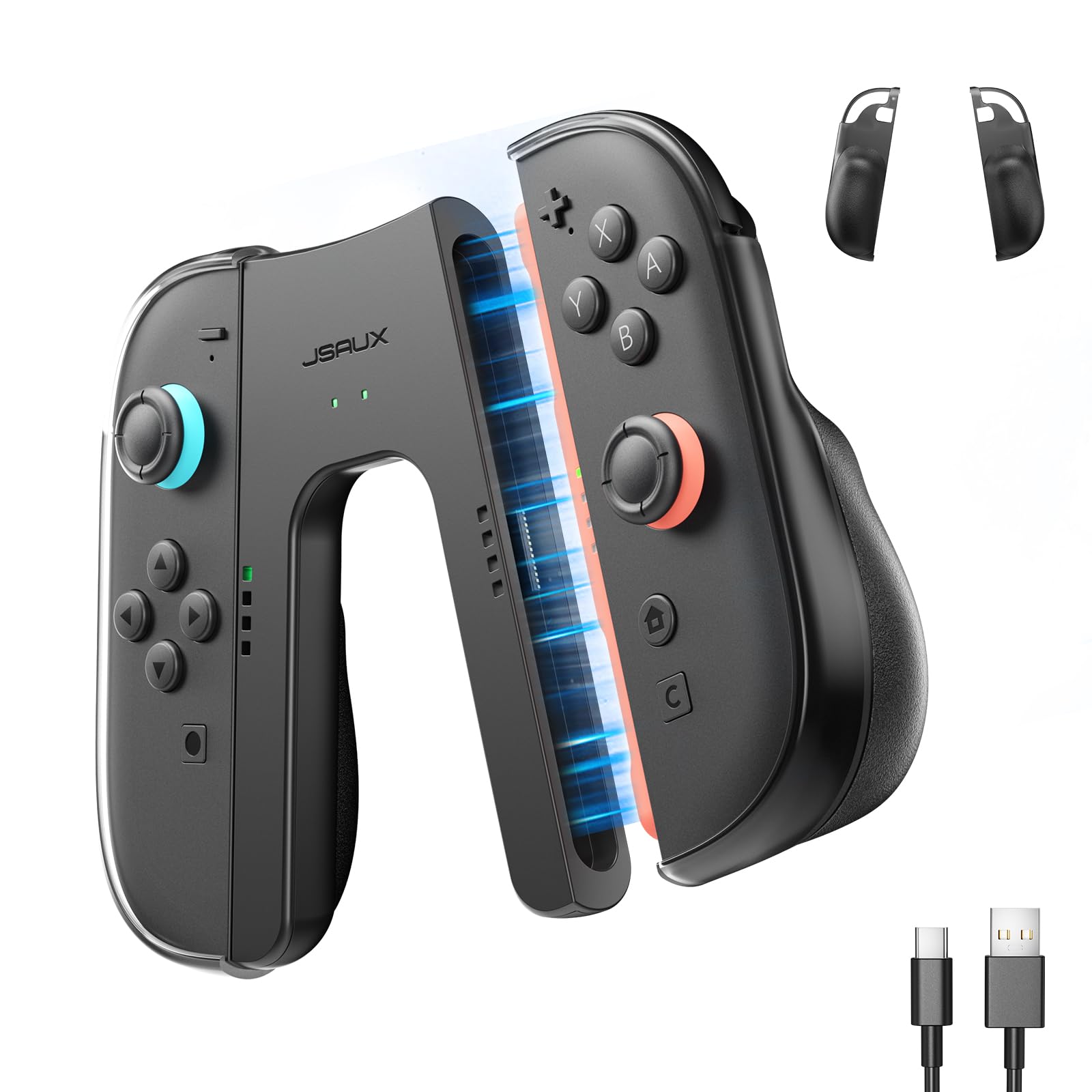 Amazon.co.jp: JSAUX Switch 2用充電グリップ＋JoyPad 2保護ケース2個