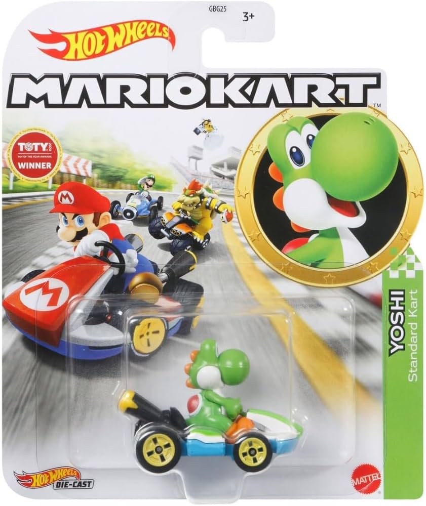Amazon.com: Hot Wheels Mario Kart Yoshi, Standard Kart : Toys & Games