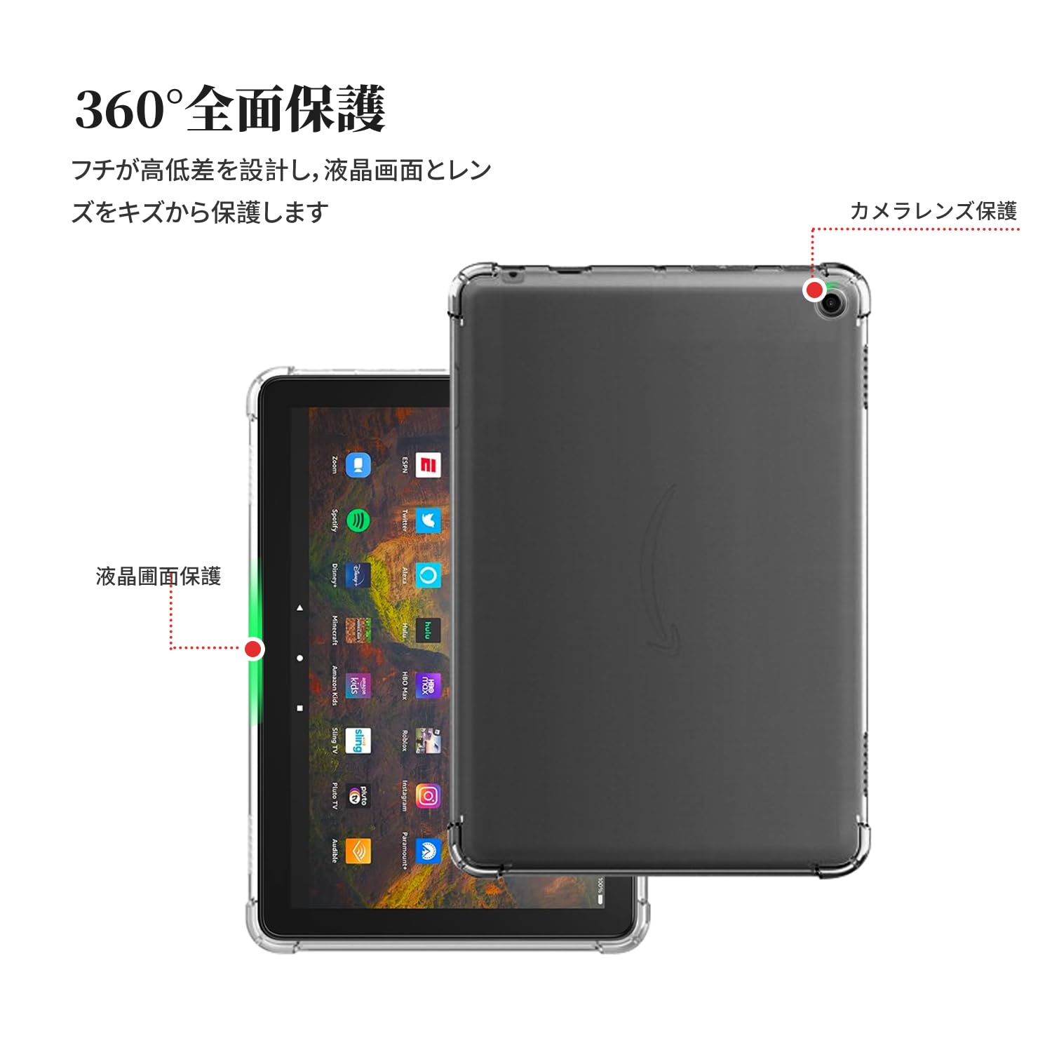 Amazon.co.jp: Fire HD 10 (2023 第13世代) 用 ケース 透明カバー