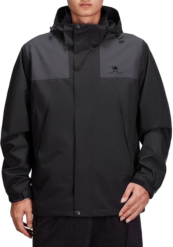 CAMEL CROWN Men's Waterproof Jacket Rain Coat Windbreaker Hooded