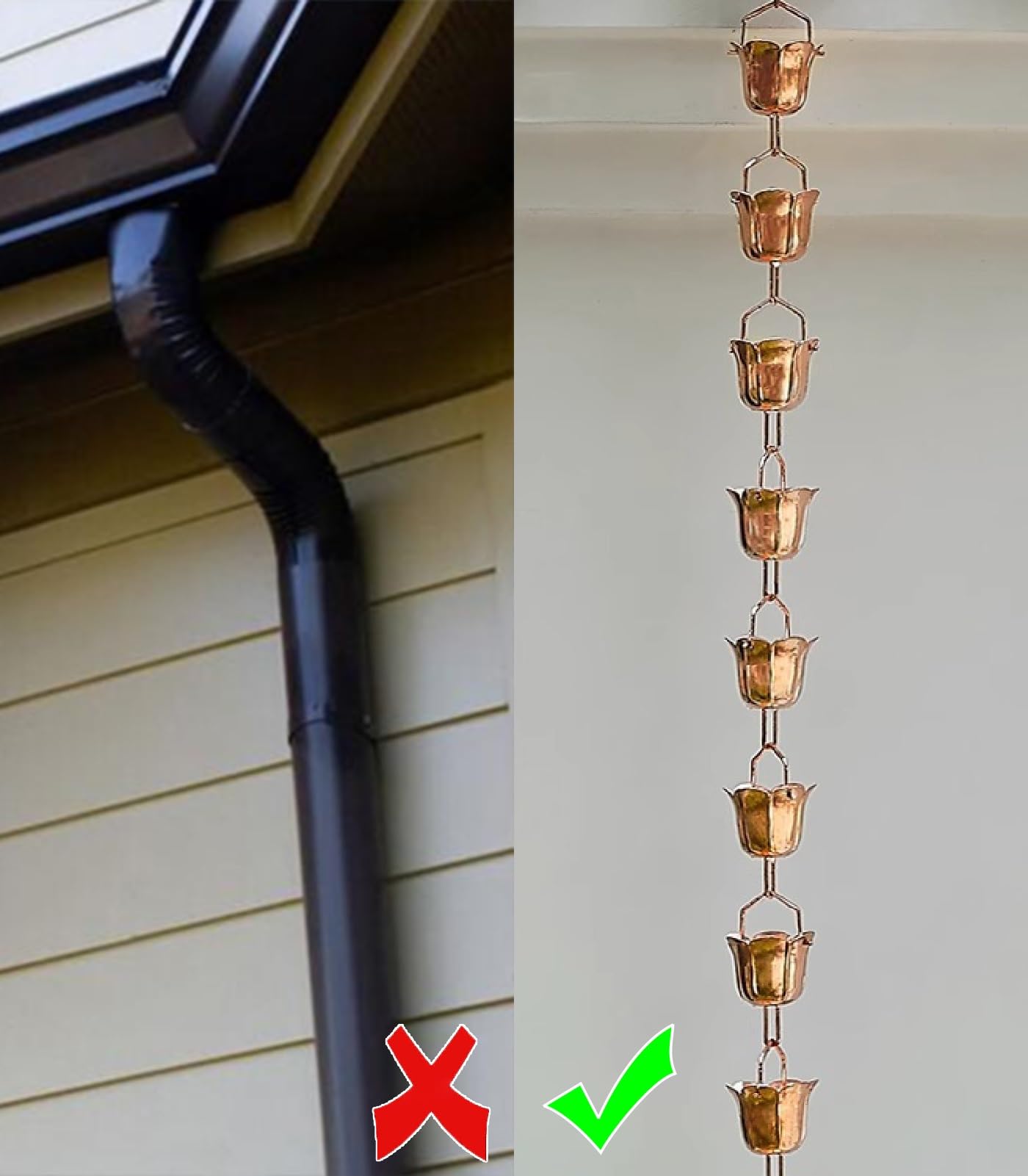 Amazon.co.jp: 鎖樋 吊り下げ式銅製雨樋チェーン、バルコニーの雨どい