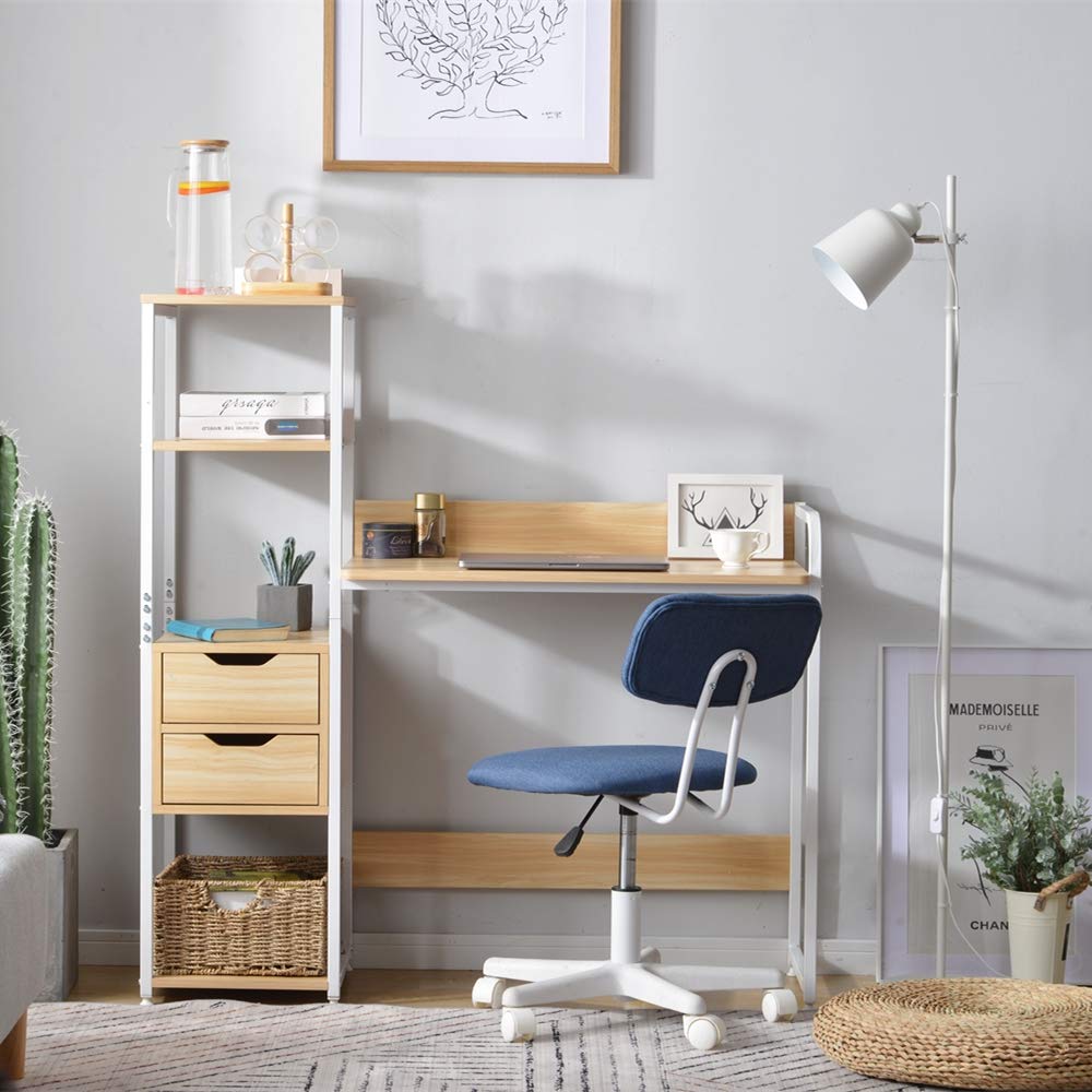 Amazon | 【配達予定日2-3日】パソコンデスク 引き出し付き ラック付き