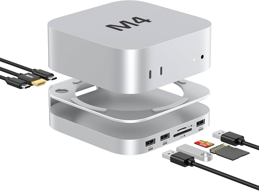 Amazon.com: Akyyajaure Mac mini Hub: 10 in 1 Aluminum Stand & Dock