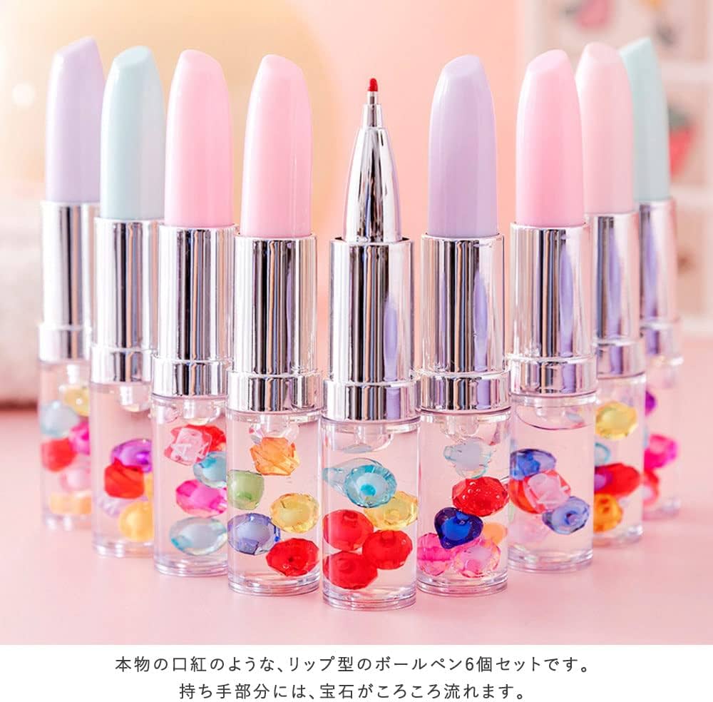 Amazon | moin moin ボールペン リップ型 口紅 石 ビーズ 宝石