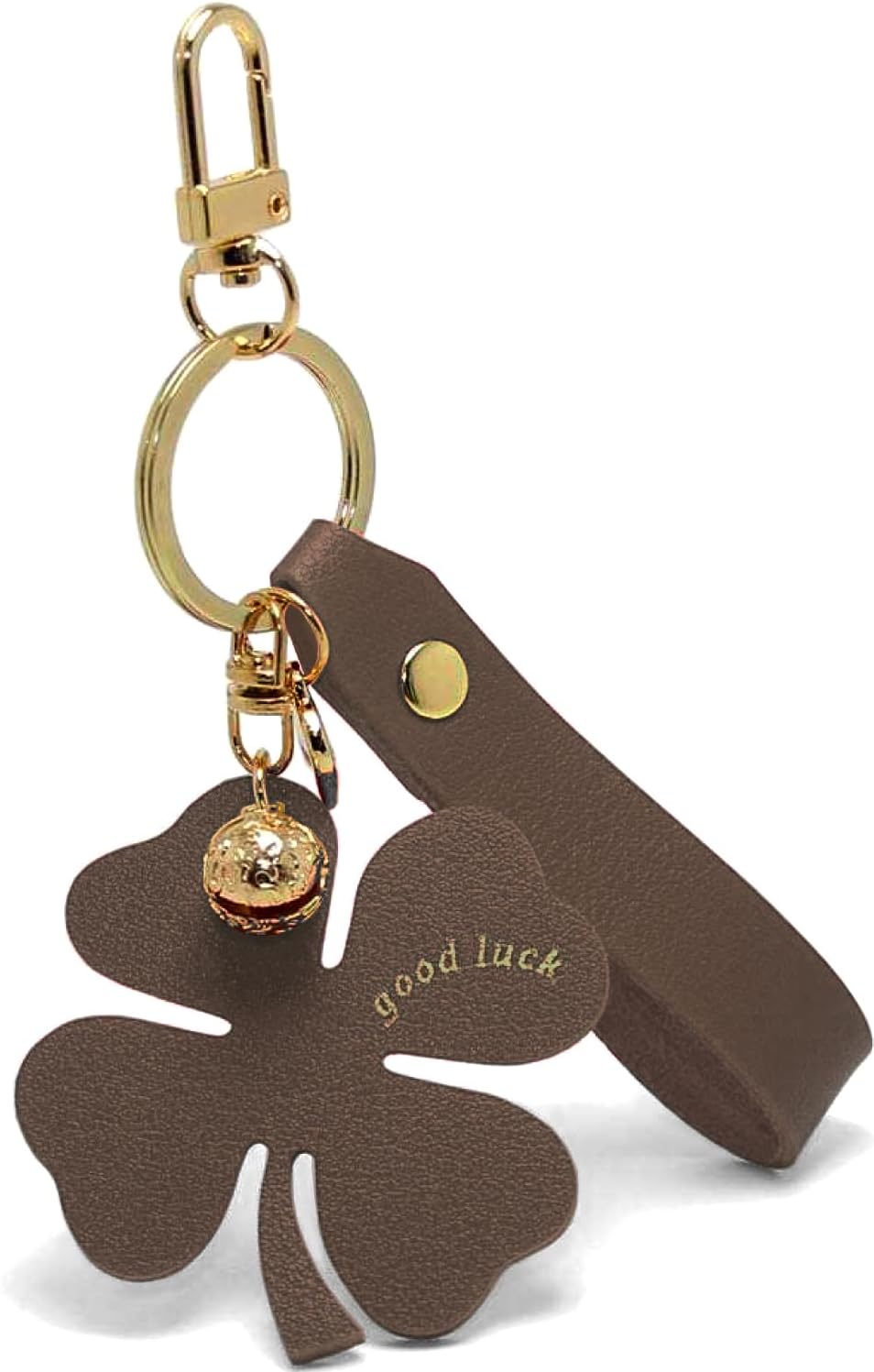 Amazon.co.jp: 四つ葉のクローバー キーホルダー オレンジ 花 鈴 革