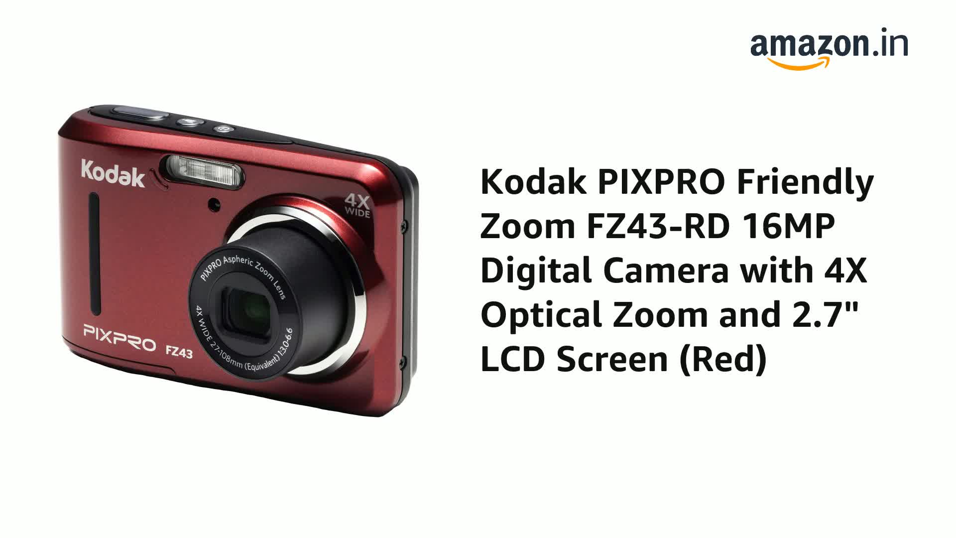 Buy Kodak PIXPRO Friendly Zoom FZ43-RD 16MP Digital Camera with 4X
