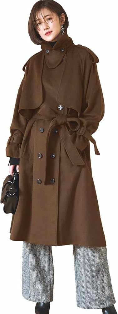 Amazon | [ルイ ルエ ブティック] ロング トレンチコート レディース