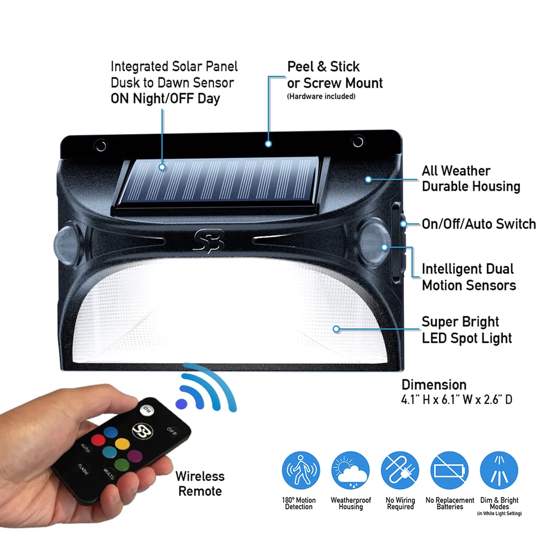 Sensor Brite Spectrum Outdoor Solar LED Light, Wireless Security