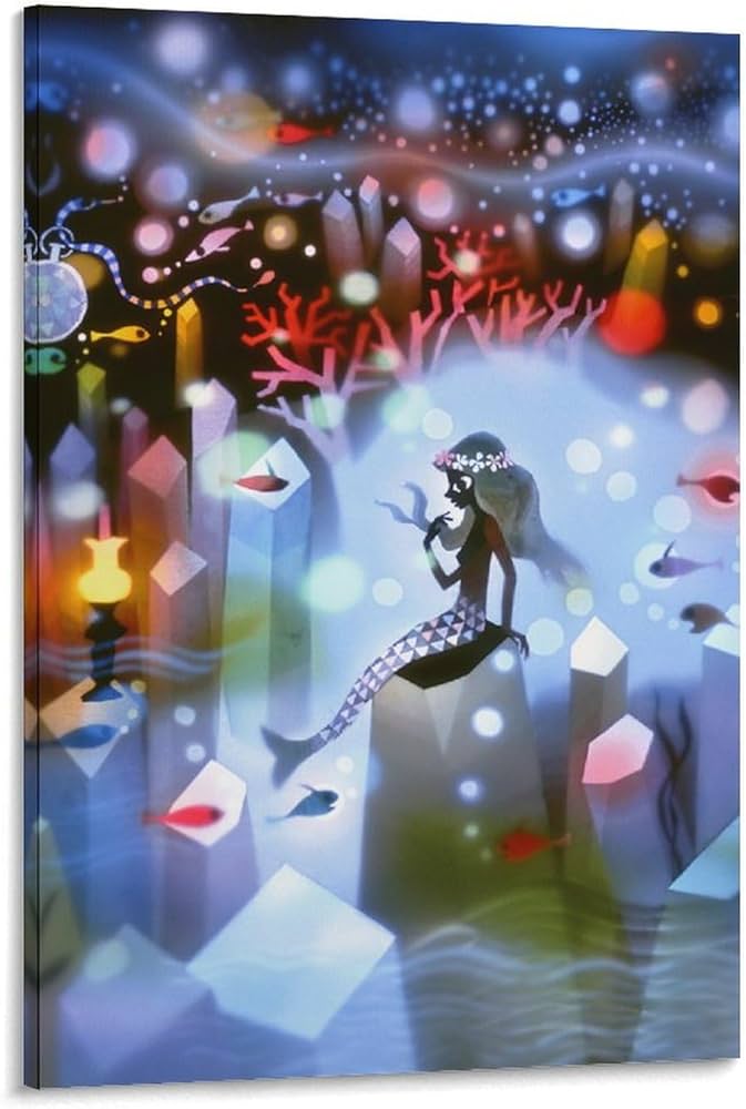 Amazon.co.jp: 藤城清治 人魚姫 絵画 ポスター 工芸品の装飾品 壁の