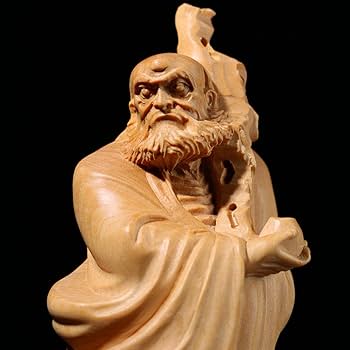 Amazon｜達磨大師立像 高級天然ツゲ木彫り達磨像 木製仏像 神像 仏教