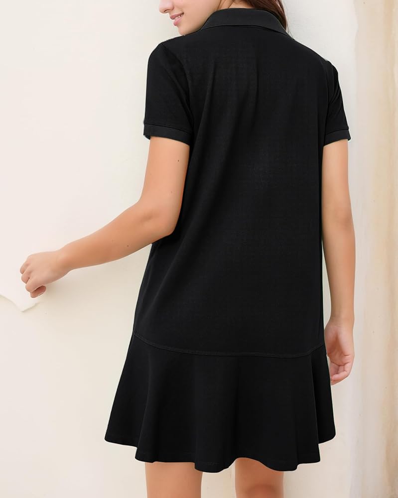Amazon.com: YEXPINE Polo Dress for Women Short Sleeve Ruffle Hem