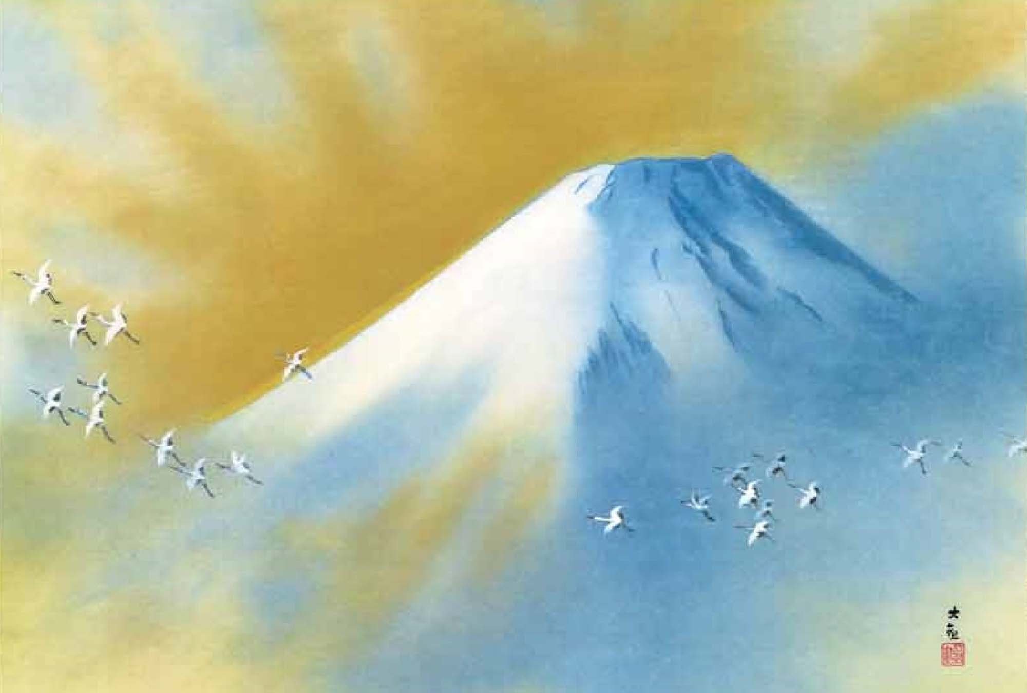 Amazon.co.jp: 【横山大観生誕150年】富士図・富士絵画・高精彩特色