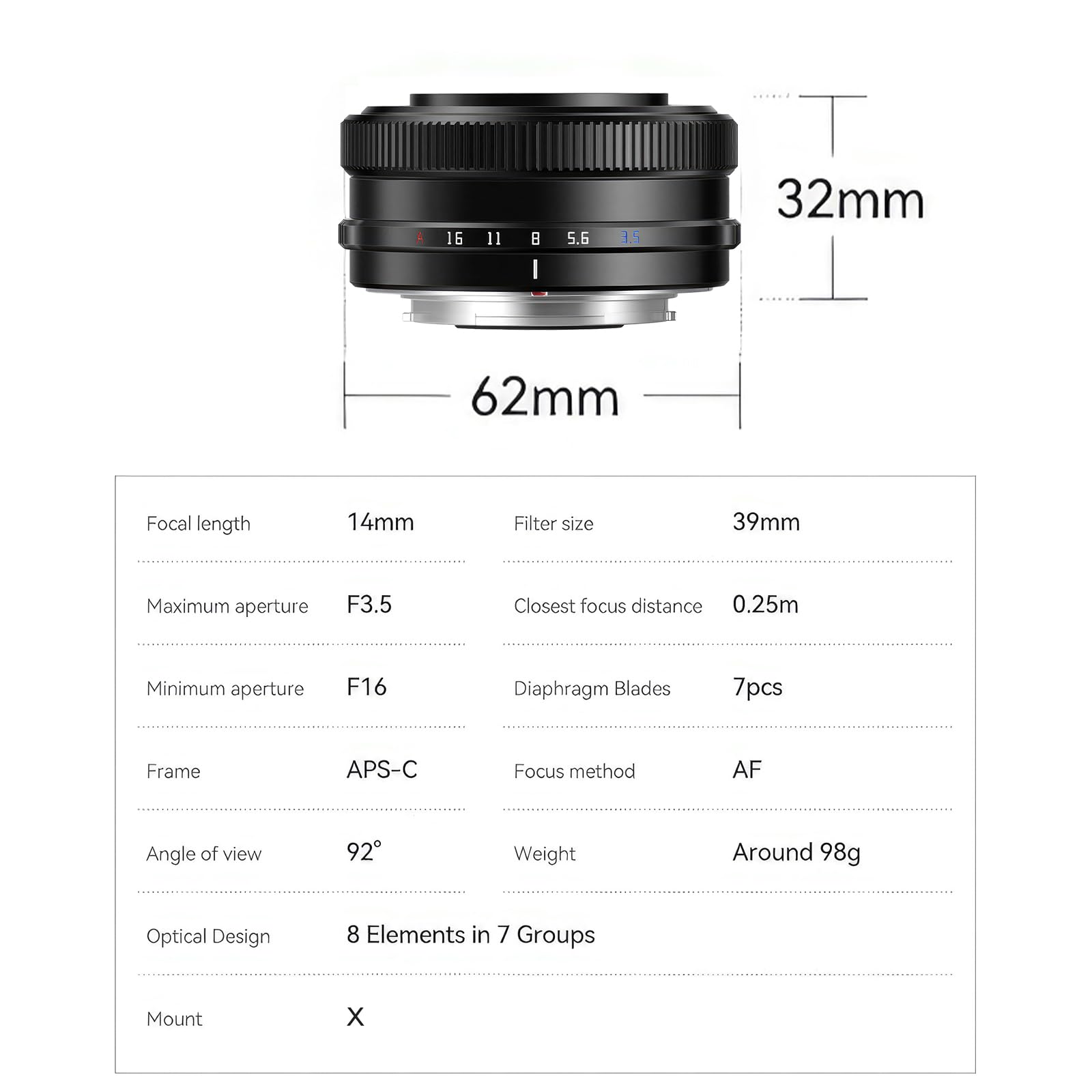 Amazon.co.jp: TTArtisan AF 14mm F3.5 パンケーキレンズ 広角レンズ X