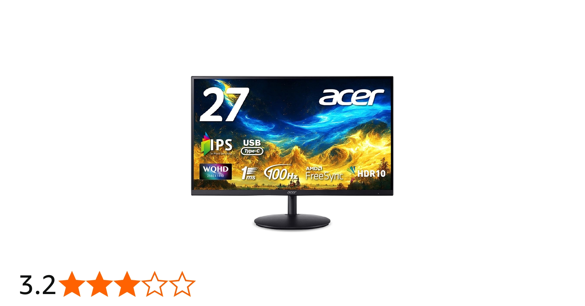 Amazon.co.jp: Acer モニター 27インチワイド WQHD IPS 非光沢 100Hz