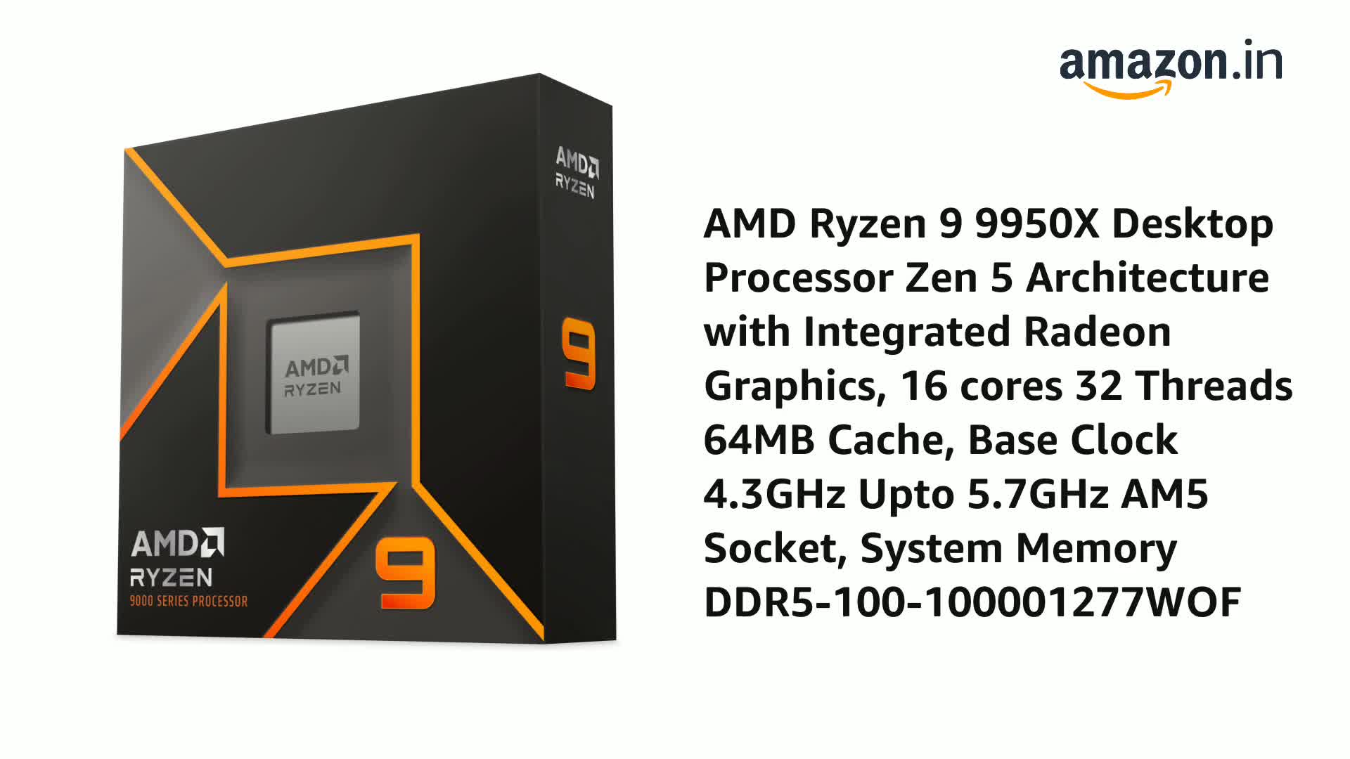 Amazon.in: Buy AMD Ryzen 9 9950X Desktop Processor Zen 5