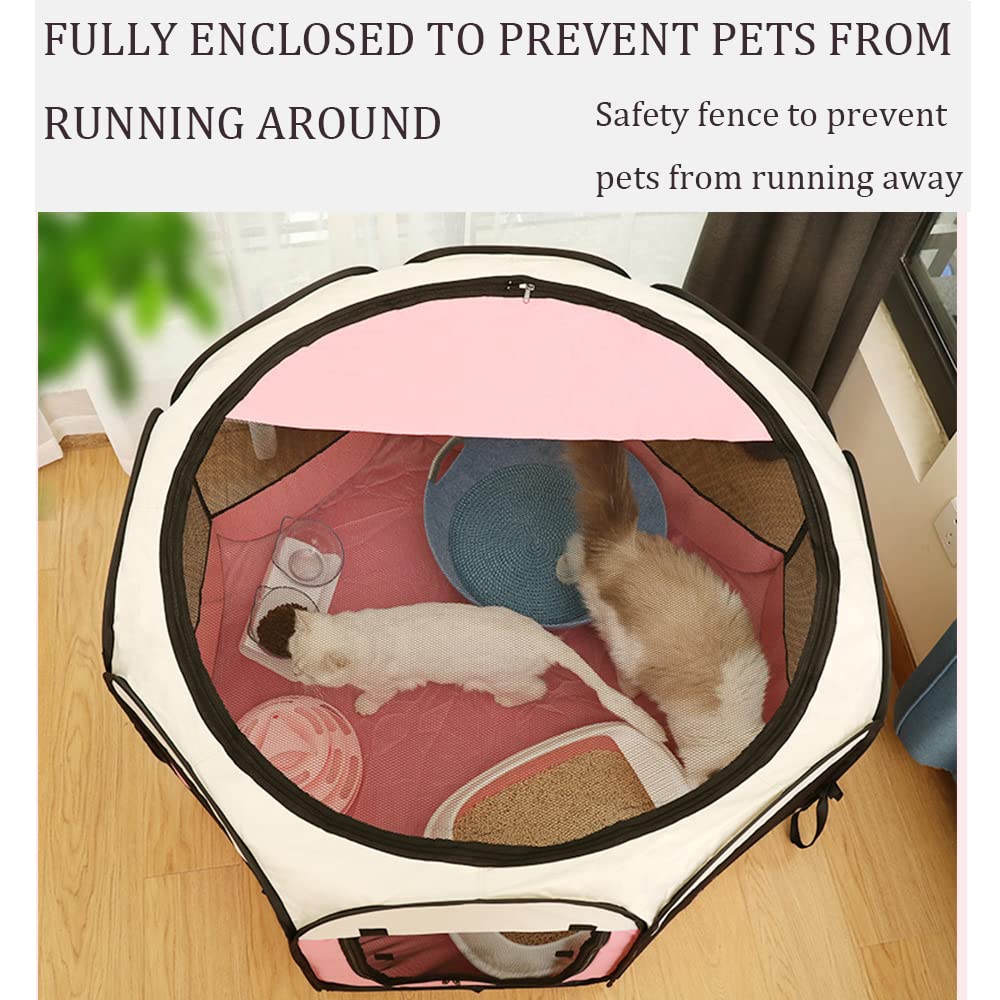 Pet Octagonal Cage, Outdoor Portable Foldable Puppy Kitten Playpen