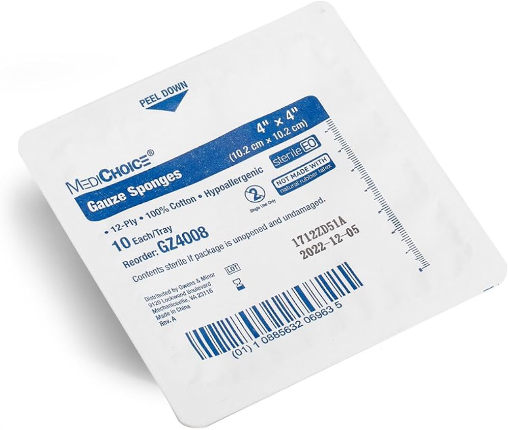 Amazon.com: MediChoice Sterile Gauze Sponge, 4x4 Inch, 12-Ply