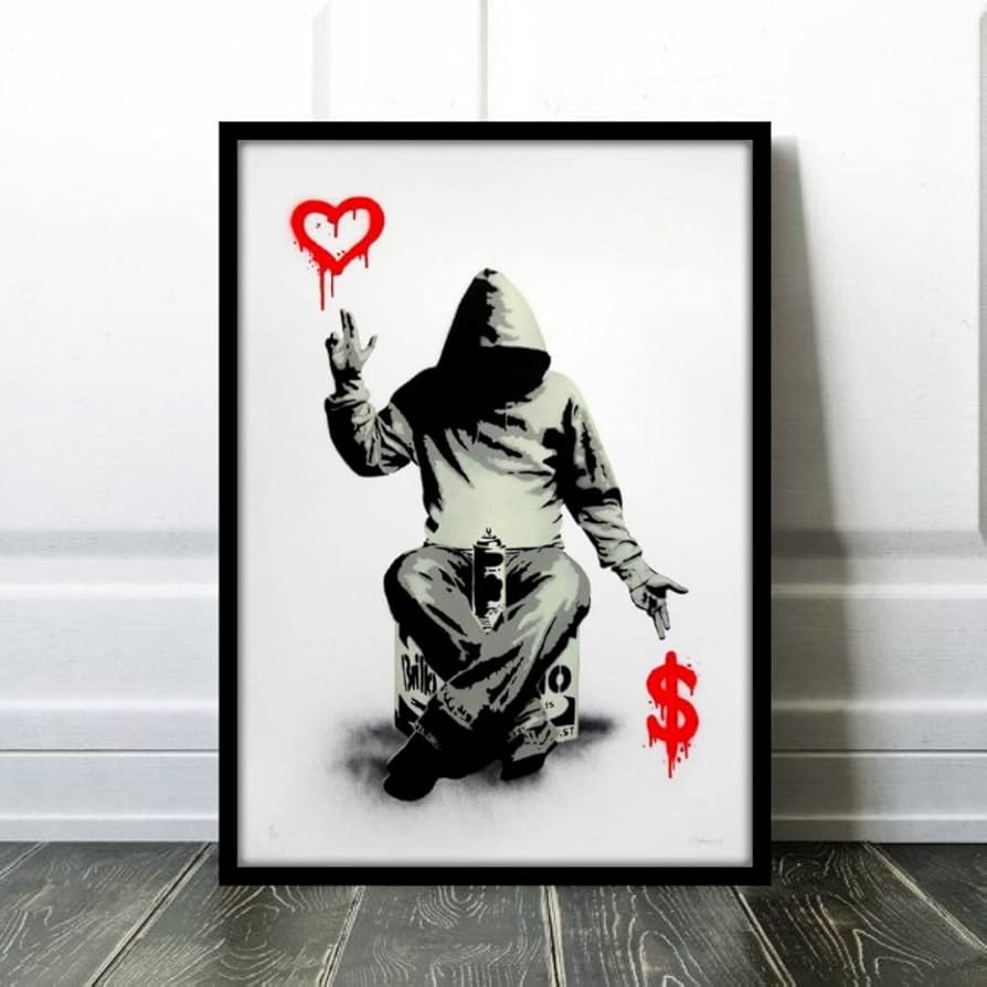 Amazon.co.jp: バンクシー ドルよりハート A4サイズ フレーム付き