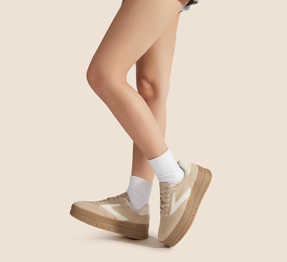 Amazon.com | LUCKY STEP Women's Platform Sneakers Gum Sole Suede