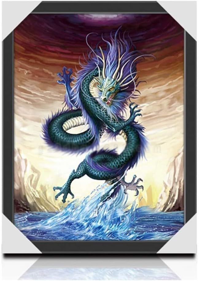 Amazon.co.jp: 風水 3D 絵 龍 ドラゴン 竜 3頭 玄関 絵 龍の飾り 龍