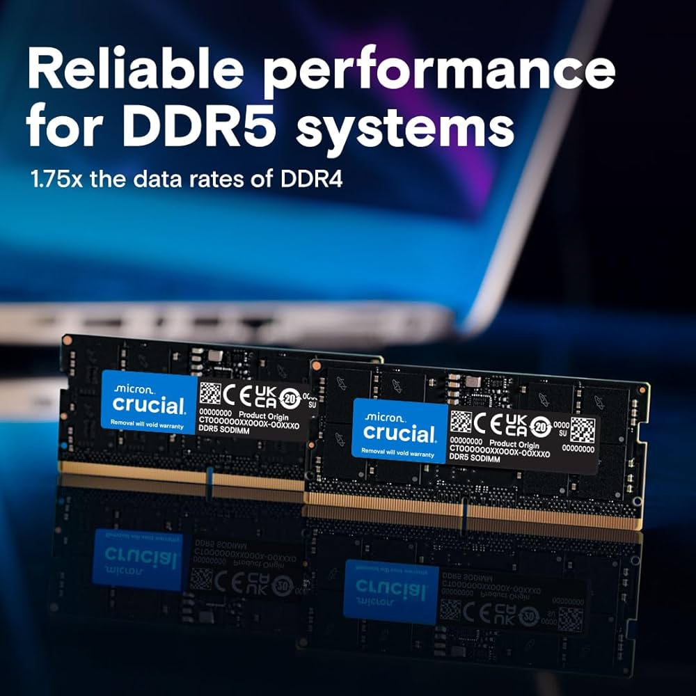 Crucial DDR5 RAM 32GB 4800MHz SODIMM, Laptop Computer Memory, Mini
