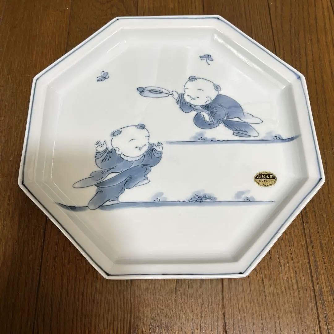 廣永窯(仙鶴窯) 廣永陶苑 色紙八寸皿 角皿 茶道具 菓子皿 煎茶道具 骨董