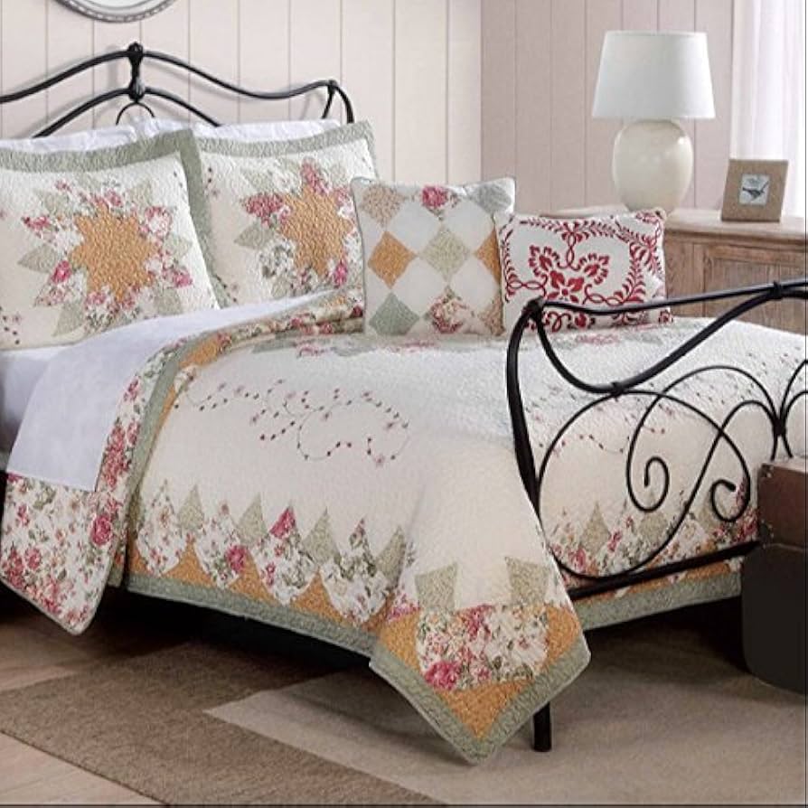 Amazon｜綿100％手作り刺繍模様ベッドカバー/ベッドスプレッド/夏用