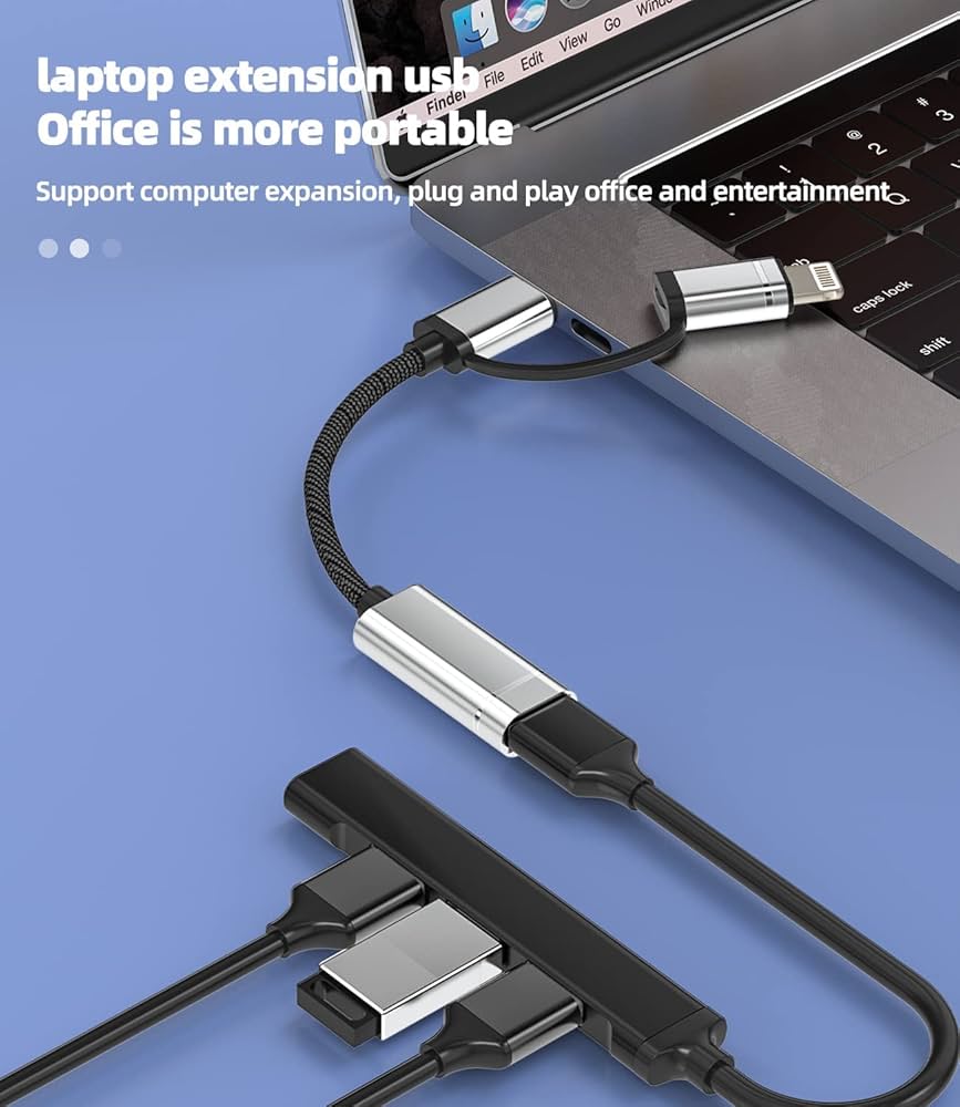 Amazon.com: OTG Cable USB to Type C Lightning Adapter iPhone