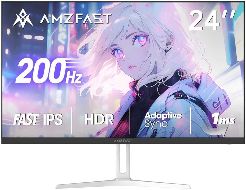 Amazon.co.jp: Amzfast 24インチ ゲーミングモニター白 200Hz/1ms MPRT