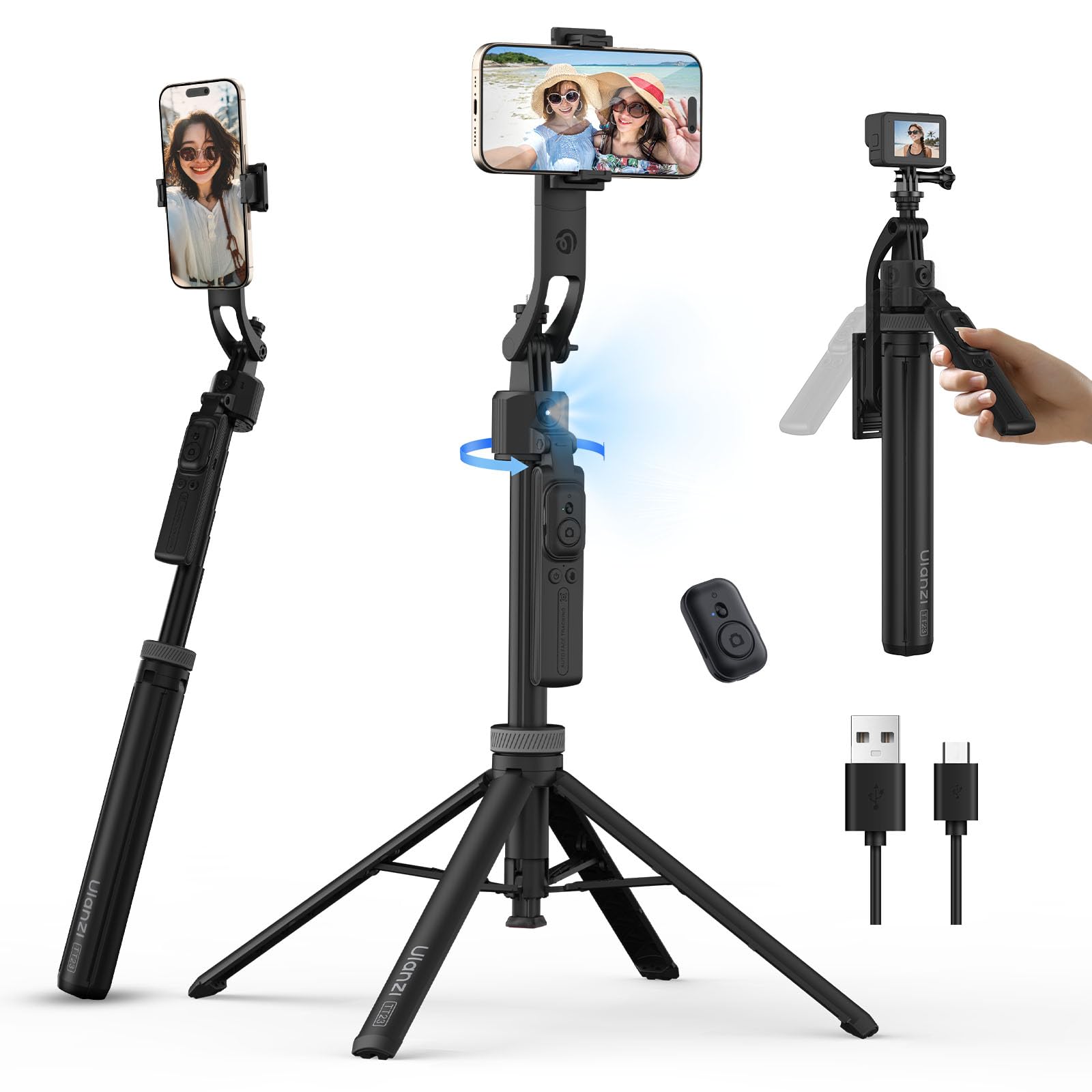 Amazon.co.jp: ULANZI TT23 三脚 スマホ 自撮り棒 オートトラッキング