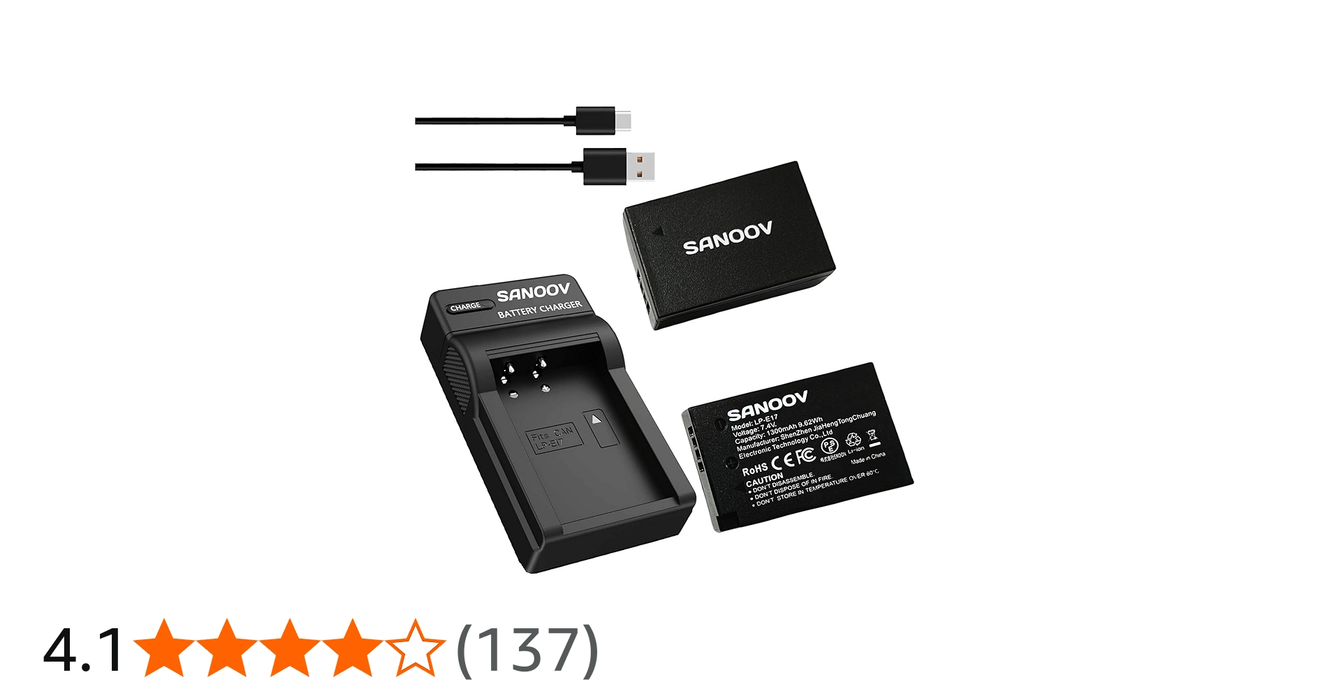 Amazon | Sanoov LP-E17 2*1300mAh 大容量バッテリーFor RP R50 M6