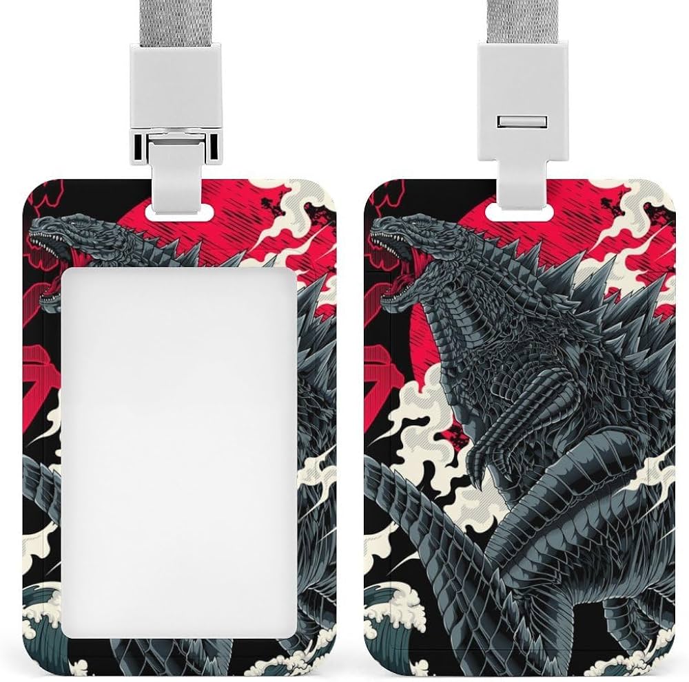 Amazon.co.jp: 社員証ケース 怪獣王 ゴジラ 首掛け 縦型 3点セット