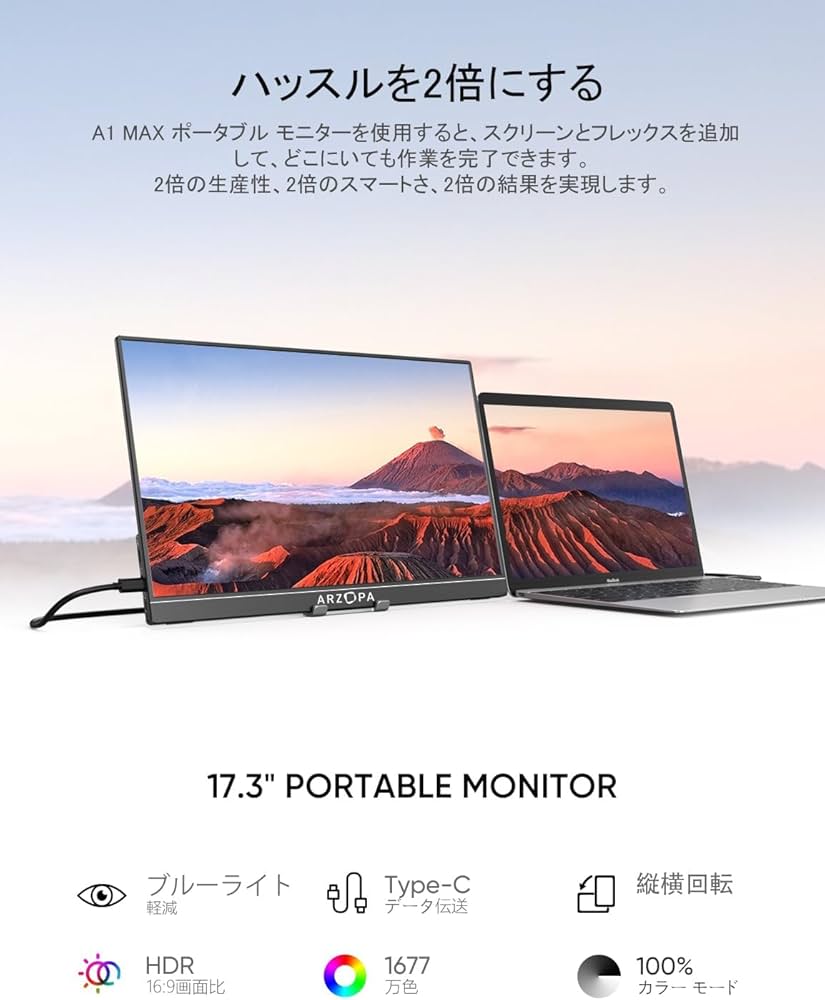 Amazon.co.jp: モバイルモニター 17.3インチ モバイルディスプレイ