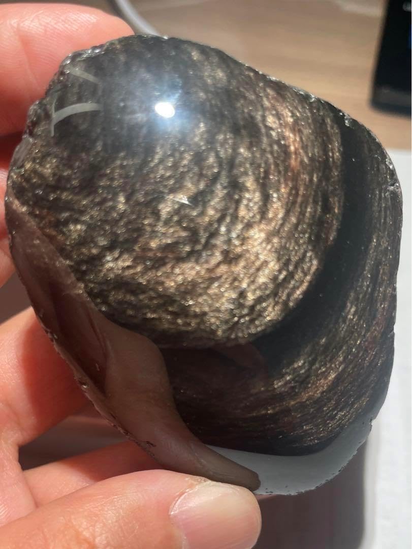 研磨品 十勝石玲瓏 ゴールデンマホガニーオブシディアン 特級品 &lt