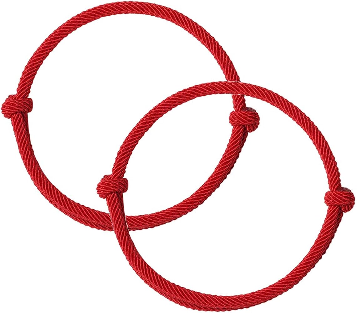 Amazon | LINLINHOU 赤い糸のブレスレット、2個運命の赤い糸の友情の