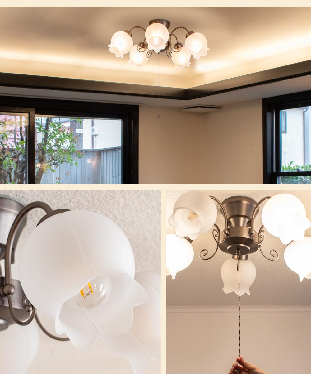 Amazon.co.jp : Amplimle シーリングライト 5灯 照明 シャンデリア E26