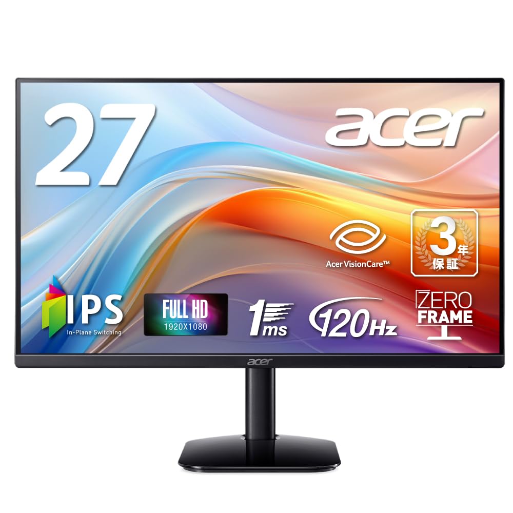 Amazon.co.jp: Acer モニター 27インチ フルHD 非光沢 IPS 120Hz 1ms