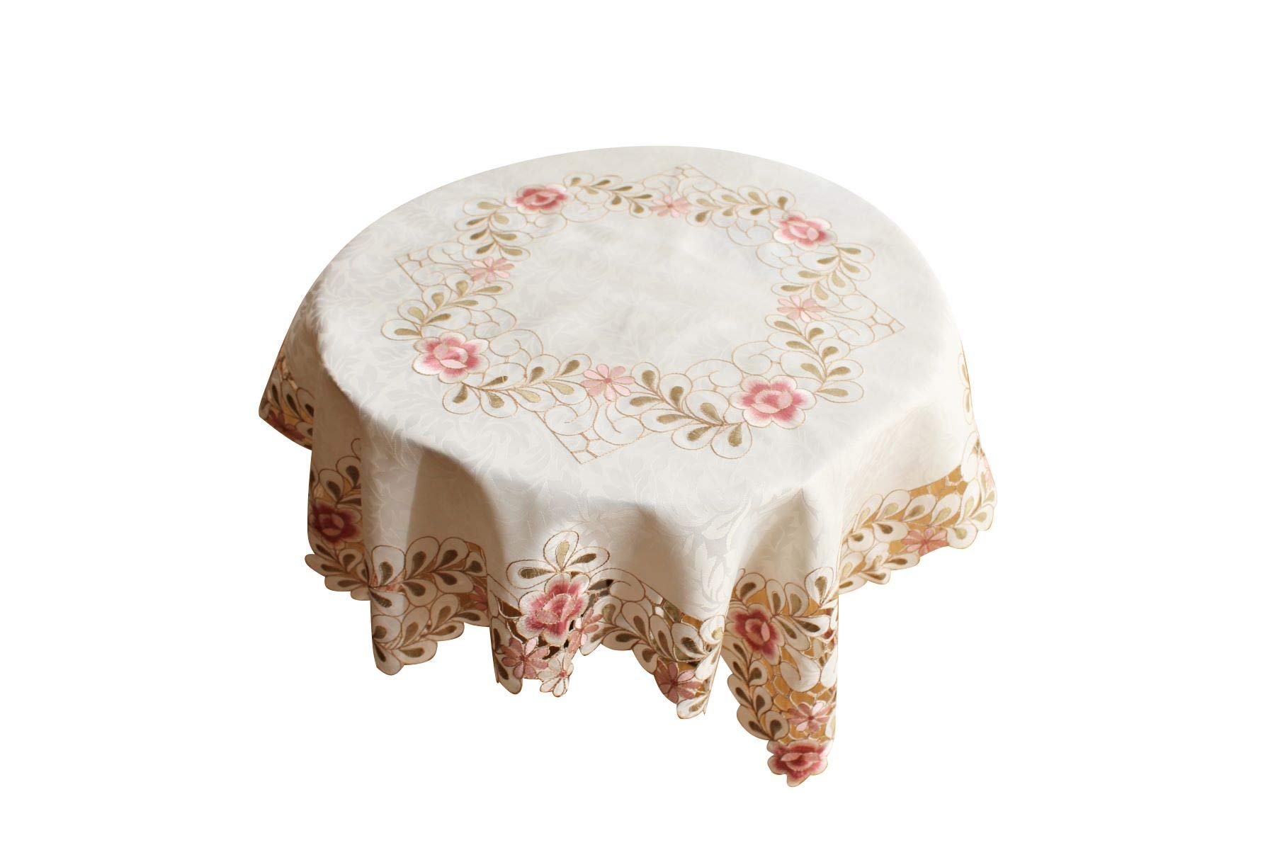 Amazon｜テーブルクロス‐正方形 北欧風‐刺繍レース サイドテーブル‐丸