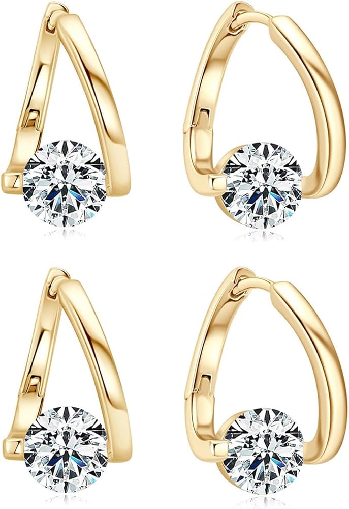 Amazon.com: 2 Pairs Lymphatic Earrings for Women Gold Rhinestone