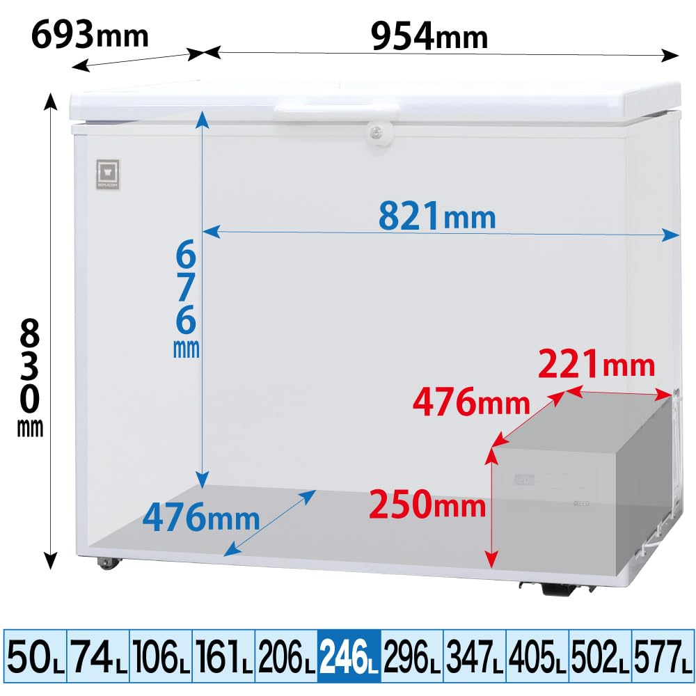 Amazon | レマコム 三温度帯 冷凍ストッカー フリーズブル 246L RCY