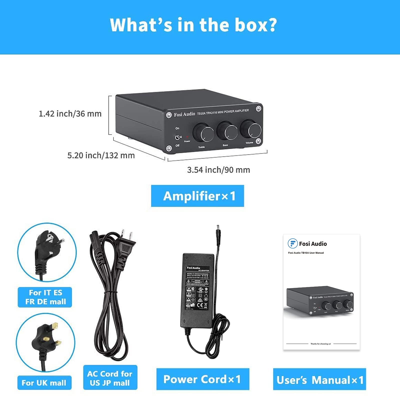 Amazon.com: Fosi Audio TB10A 2 Channel Stereo Audio Amplifier