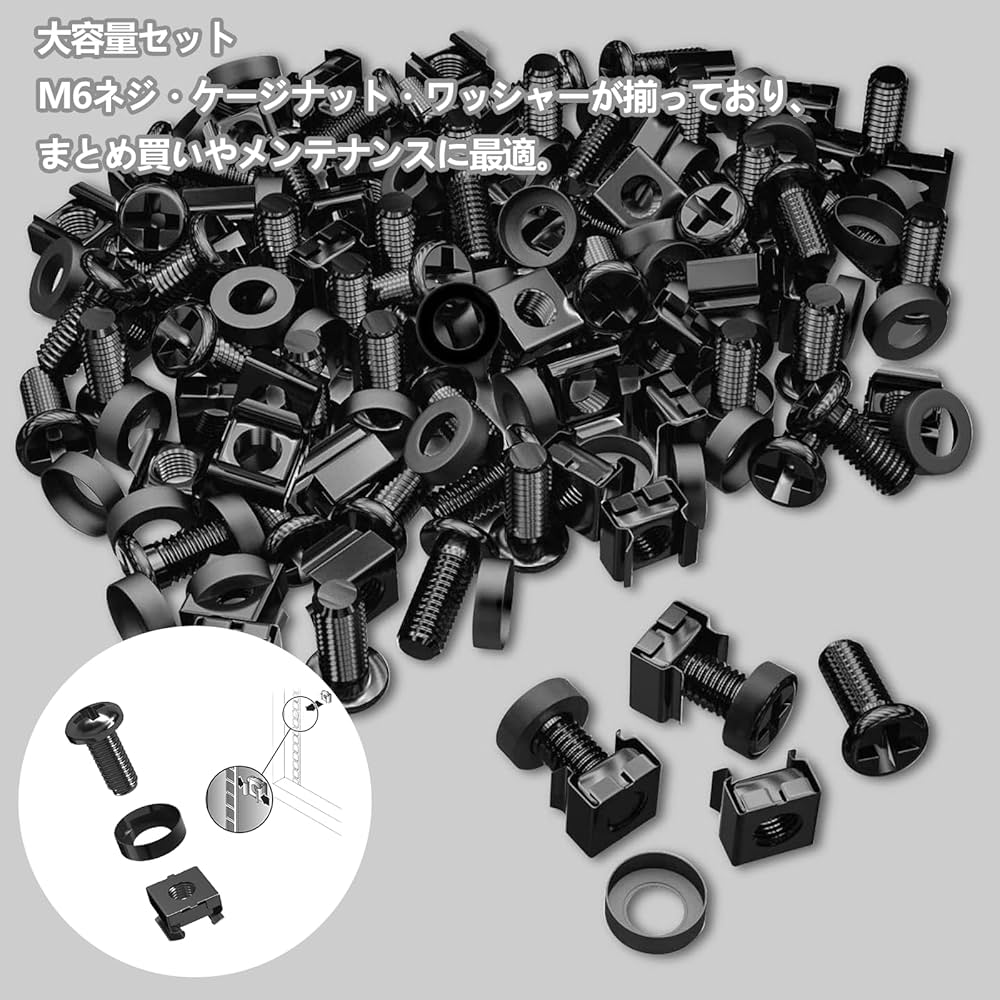 Amazon.co.jp: Nivithi M6ケージナット＆ボルトセット 50組 (M6×20mm