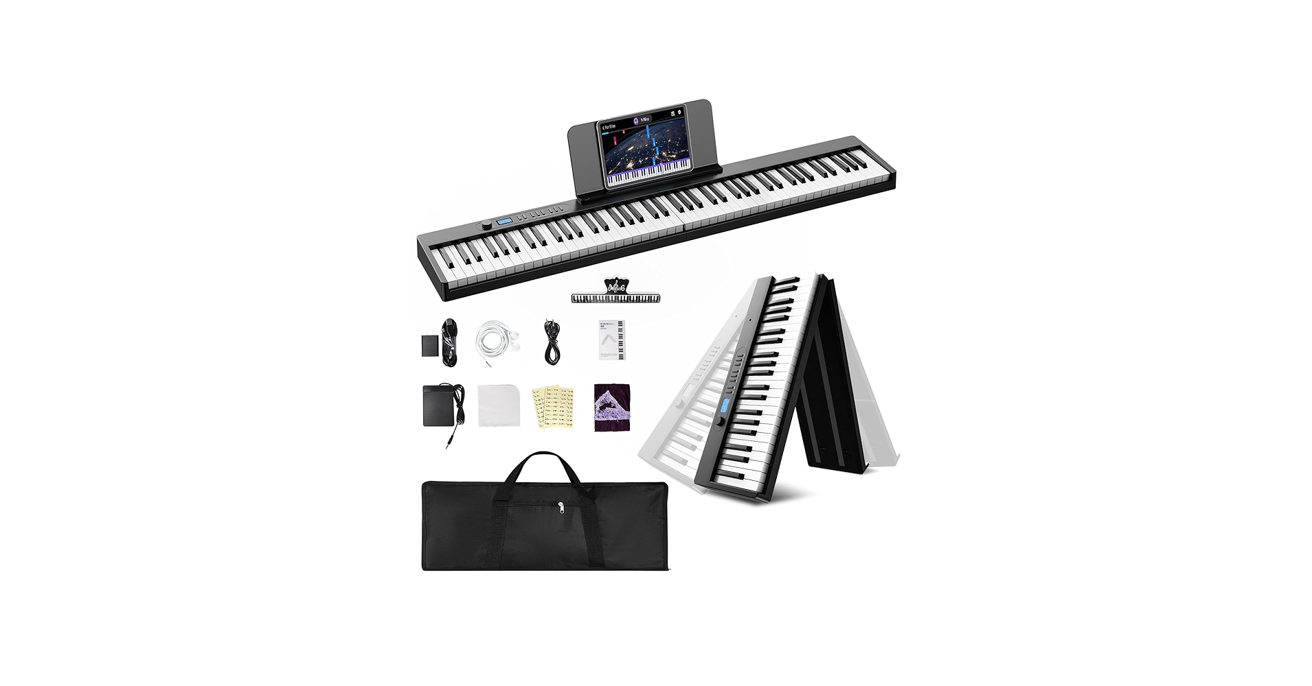 Amazon | Moon River 電子ピアノ 88鍵盤 折りたたみ式 電子キーボード