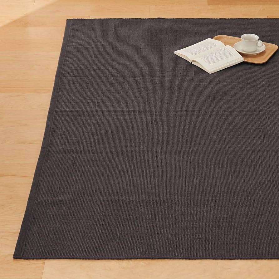 Amazon｜無印良品 インド綿手織ラグ/チャコール 200×200cm 82123548