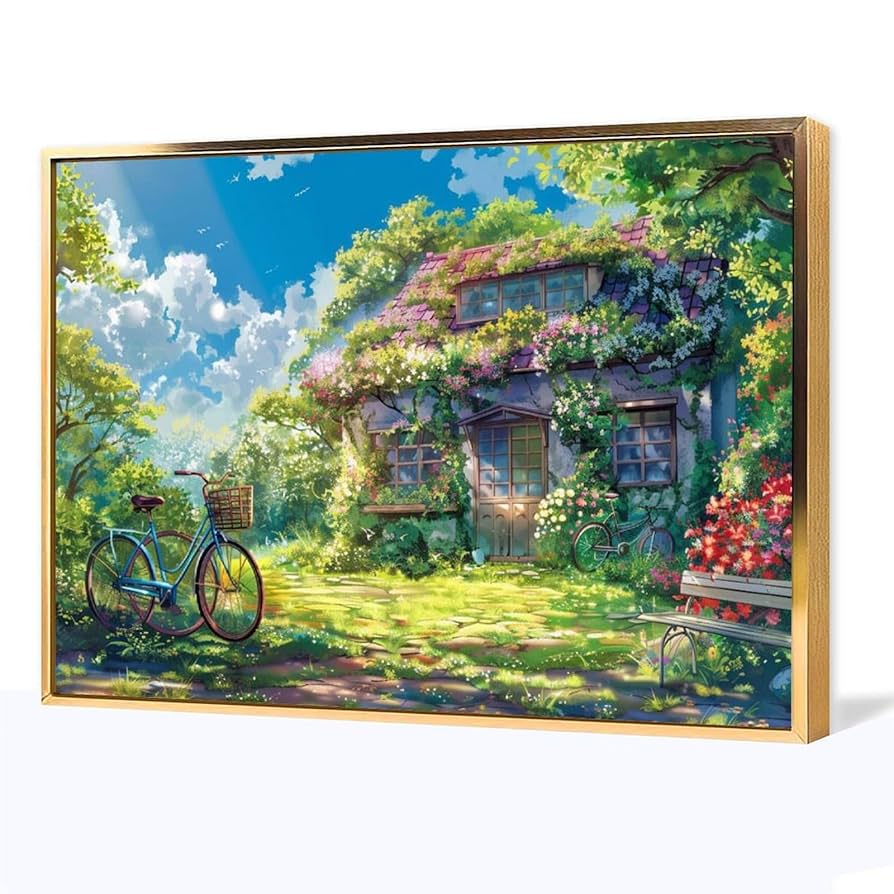 油絵 菅家令子 絵 絵画インテリア額付(青緑＋金色の枠) F6-081911富士