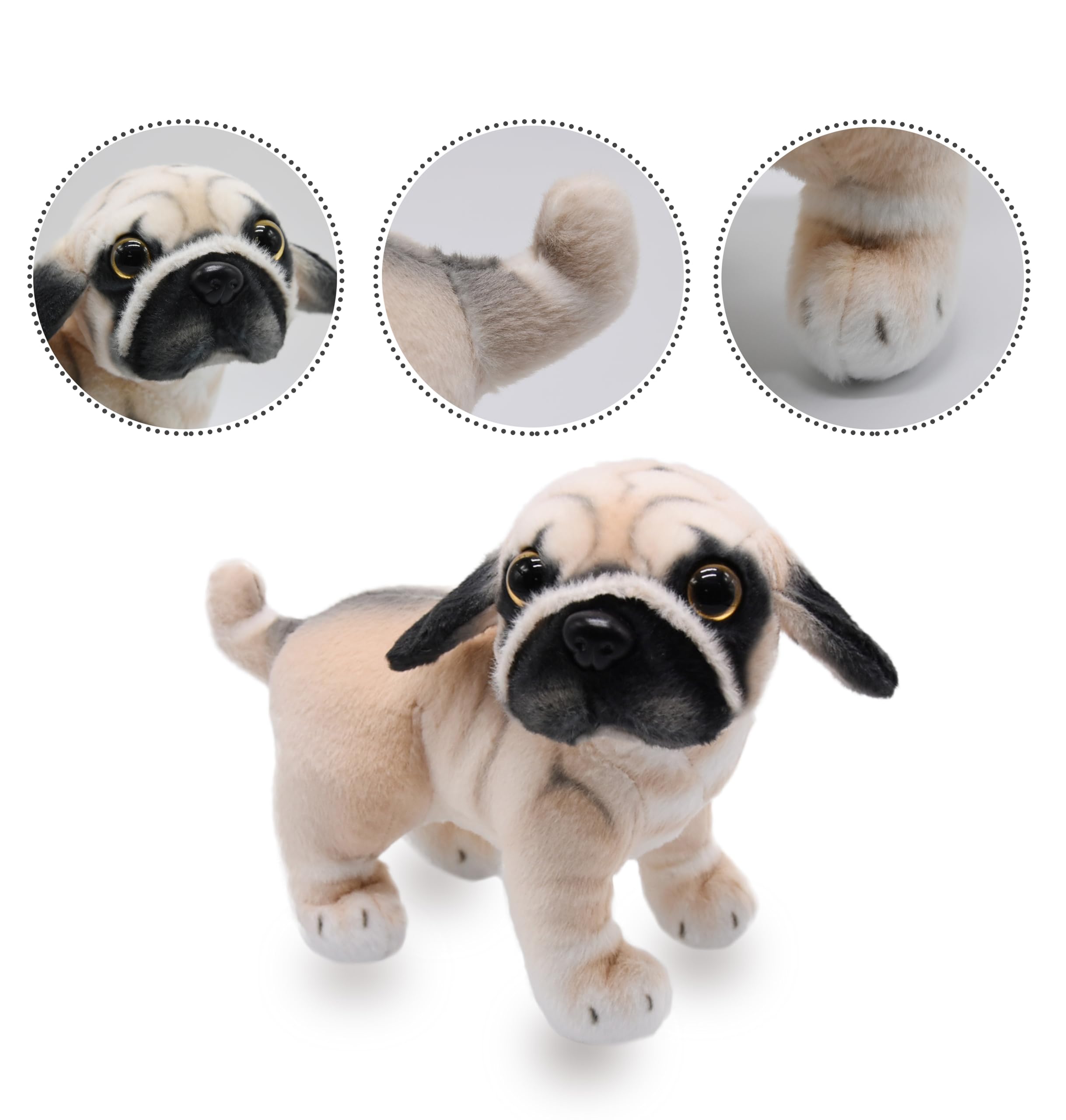 Amazon.co.jp: YONLIT 本物そっくりのパグ 犬 ぬいぐるみ 動物