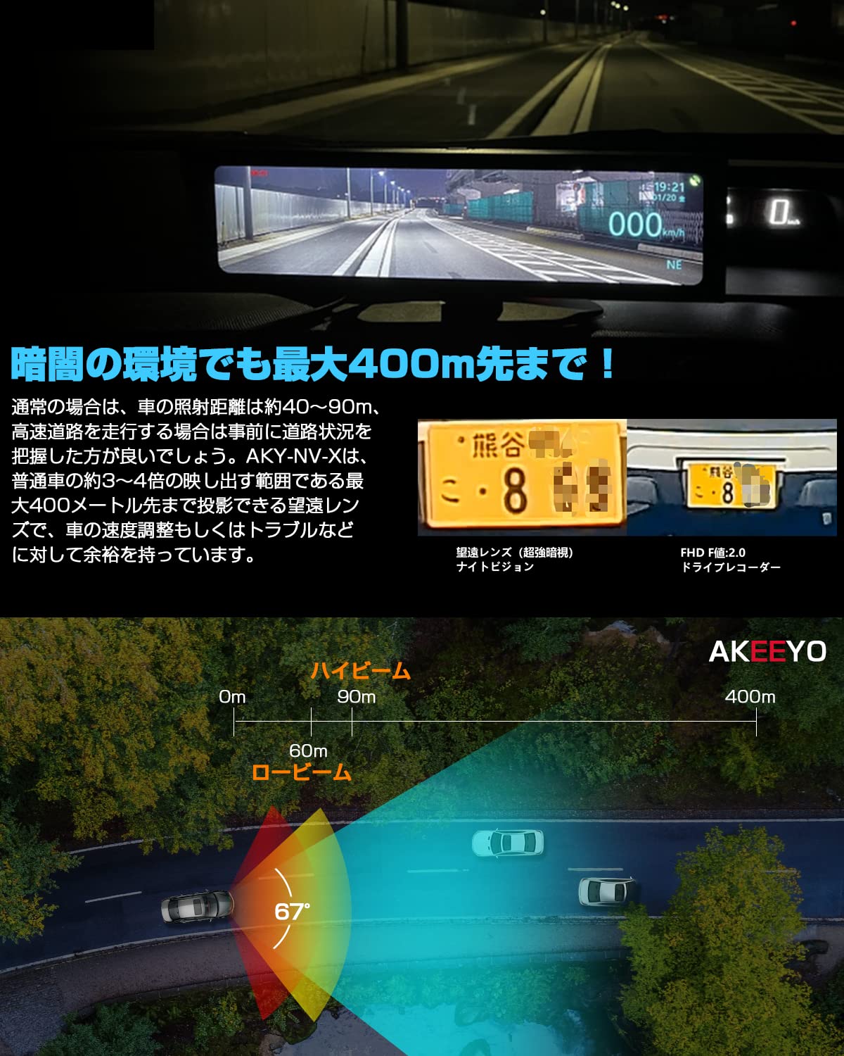 Amazon | AKEEYO 次世代ナイトビジョンシステム ドライブレコーダー