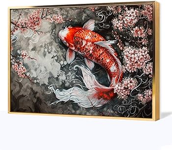 Amazon.co.jp: 絵画 縁起の良い鯉 アートパネル ポスター 動物イラスト