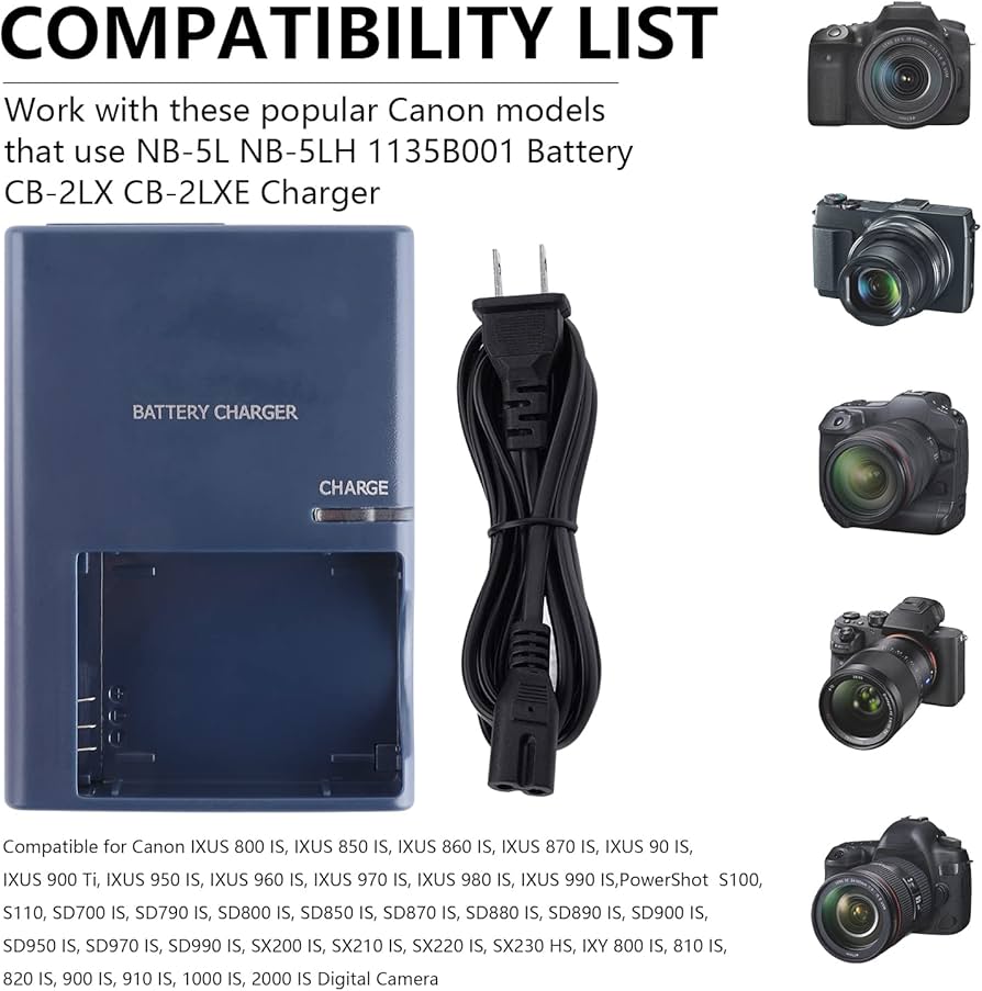 Amazon.co.jp: NB-5L CB-2LX キヤノン用バッテリー充電器:IXUS 90 800